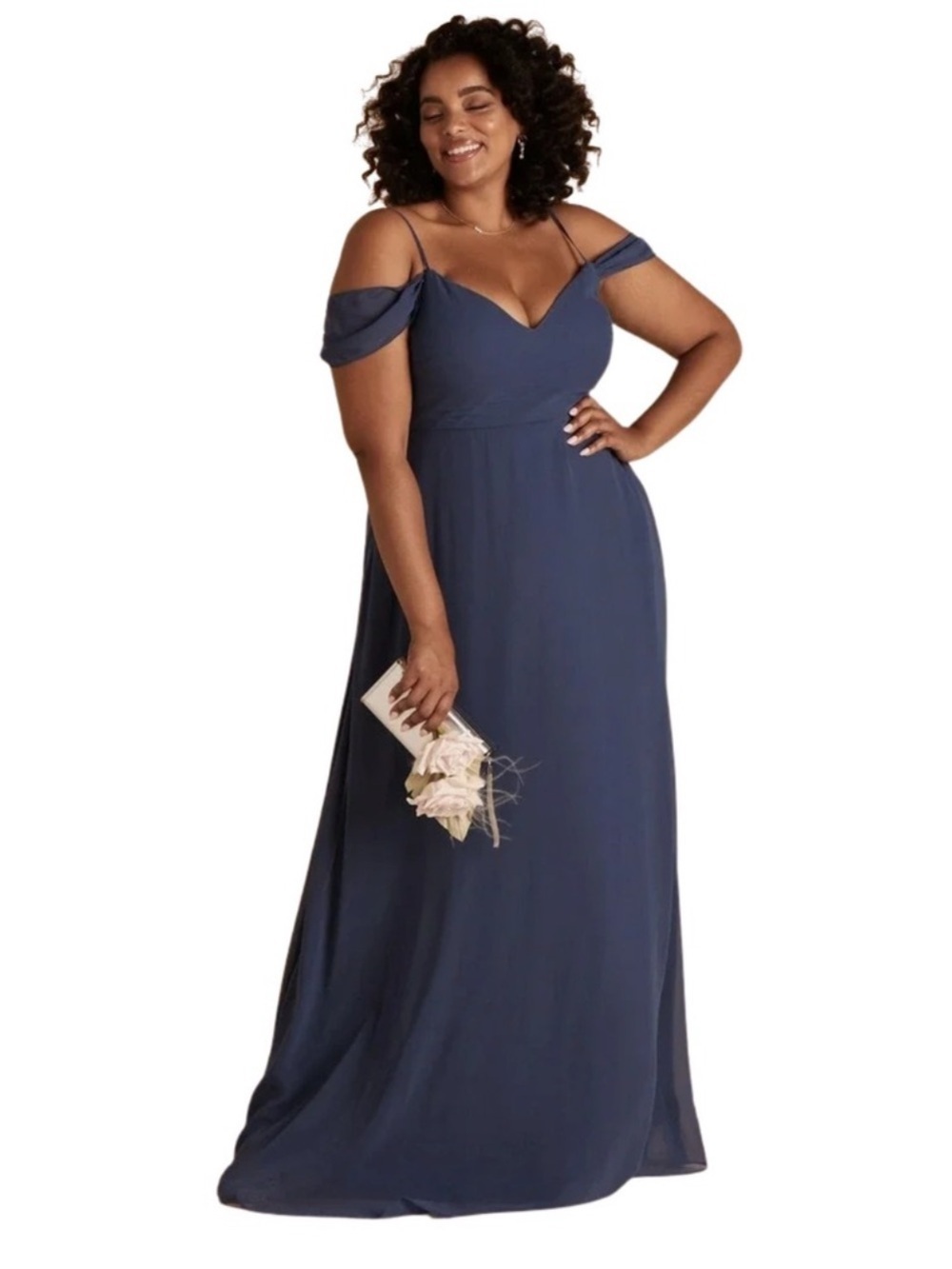 Birdy Grey Devin Convertible Dress Chiffon Women’s Plus Slate Blue Bridesmaid